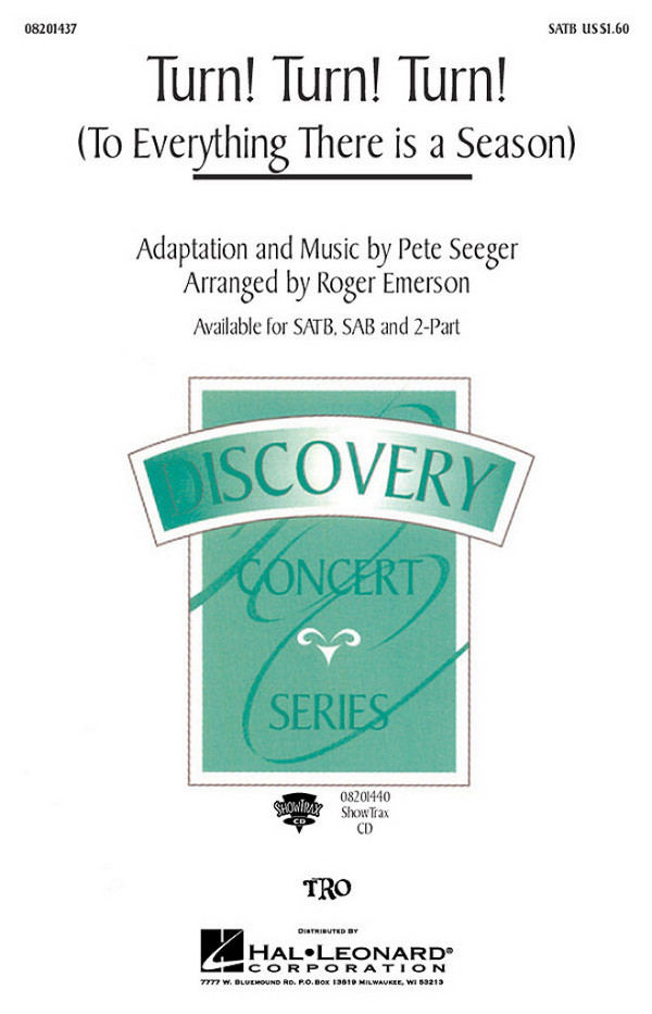 Turn turn turn for mixed  chorus a cappella  score