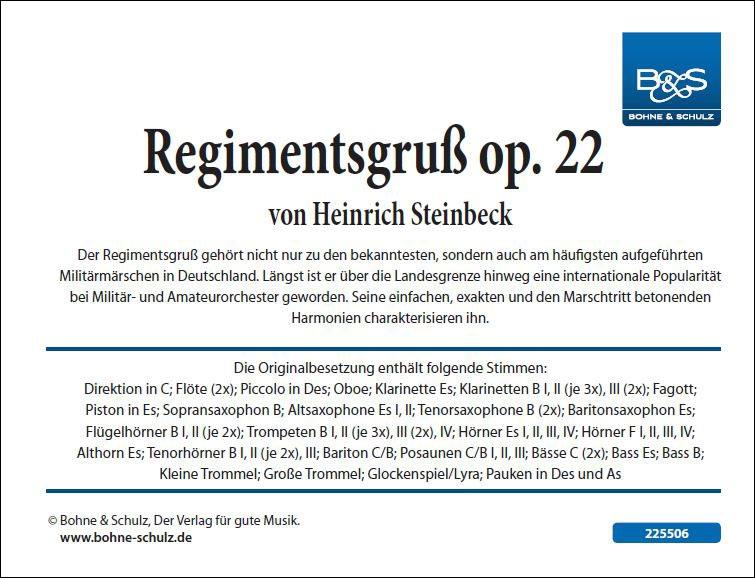 Regimentsgruss op.22  für Blasorchester  Direktion und Stimmen