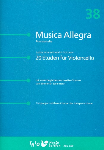 20 Etüden für Violoncello mit einer  begleitenden 2. Stimme von Emmerich  Bünemann