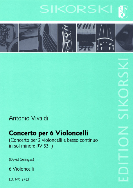 Konzert g-Moll RV531 für 2 Violoncelli, Streicher und Bc&nbsp;&nbsp;für 6 Violoncelli&nbsp;&nbsp;Partitur und Stimmen