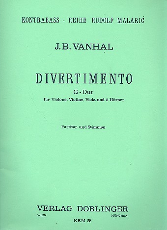 Divertimento G-Dur für Violone, Violine,&nbsp;&nbsp;Viola und 2 Hörner&nbsp;&nbsp;Partitur und Stimmen