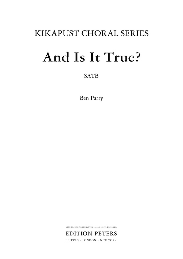 And is it true  for mixed chorus a cappella  Score