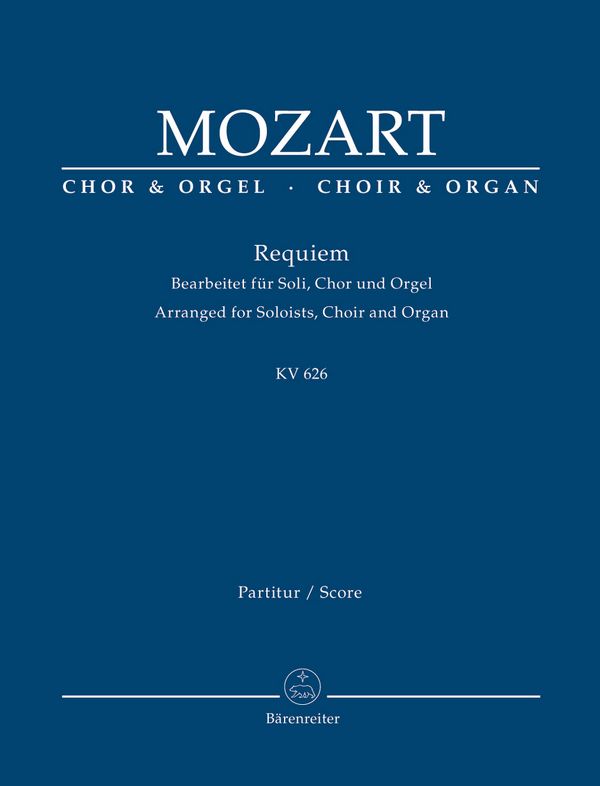 Requiem KV626 &nbsp;&nbsp;für Soli, Chor und Orgel&nbsp;&nbsp;Partitur (la)