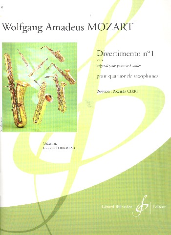 Divertimento no.1 KV136 pour&nbsp;&nbsp;quatuor de saxophones,&nbsp;&nbsp;partition+parties