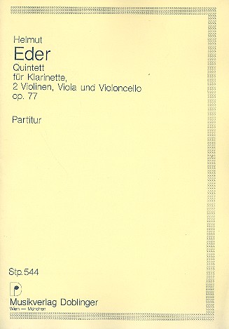 Quintett op.77 für Klarinette, 2 Violinen,  Viola und Violoncello,  Partitur  