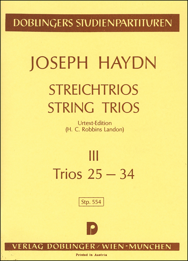 Trios Band 3 Nr.25-34 für 2 Violinen und&nbsp;&nbsp;Violoncello,  Studienpartitur&nbsp;&nbsp;Landon, H. C. Robbins, Ed