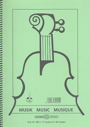 Notenbuch DIN A4 hoch 12 Systeme 96 Seiten  21x29,7 cm Spiralbindung, Umweltpapier  