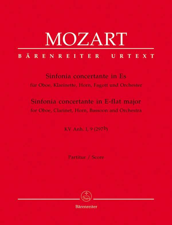 Sinfonia concertante Es-Dur KV Anh.I,9&nbsp;&nbsp;für Oboe, Klarinette, Horn, Fagott und Orchester&nbsp;&nbsp;Partitur