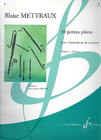 30 petites pieces pour clarinette en sib et piano&nbsp;&nbsp;Verdier, Jean-Fr., ed&nbsp;&nbsp;