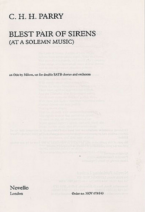 Blest Pair of Sirens for mixed chorus&nbsp;&nbsp;(ssaattbb) and orchestra&nbsp;&nbsp;vocal score