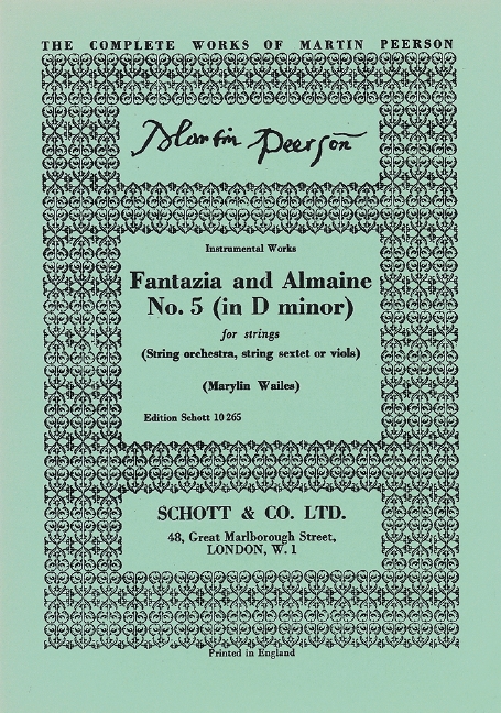 Fantazia and Almaine No.5 d minor  for string sextet (string orchestra)  score