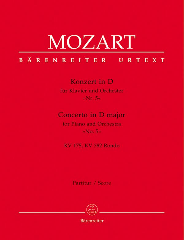 Konzert D-Dur KV175 und Rondo KV382&nbsp;&nbsp;für Klavier und Orchester&nbsp;&nbsp;Partitur