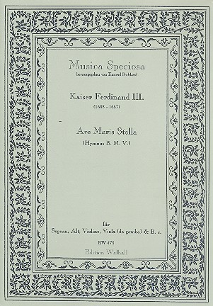 Ave maris stella  für Sopran, Alt, Violine, Viola da gamba  und Bc  Partitur und Stimmen