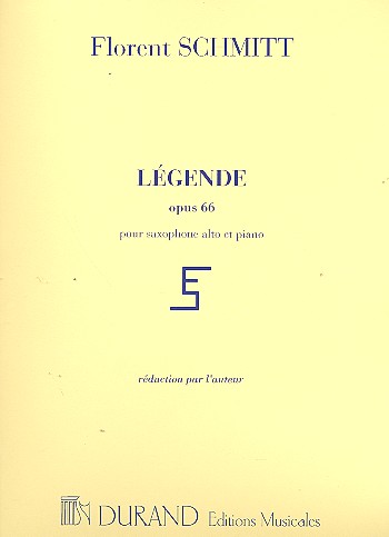 Legende op.66&nbsp;&nbsp;pour Violon ou Alto ou Saxophone et Orchestre&nbsp;&nbsp;réduction pour Saxophone alto et Piano par l'auteur