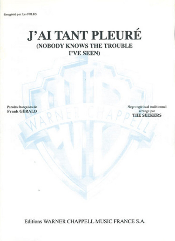 J'ai tant pleuré:&nbsp;&nbsp;Einzelausgabe für&nbsp;&nbsp;Gesang und Klavier (fr/en)