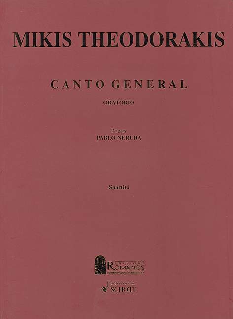Canto general  für Mezzosopran, Bassbariton, gem Chor und 15 Instrumente  Partitur (Klavierauszug)