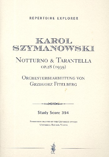 Notturno und Tarantella op.28  für Violine und Orchester  Studienpartitur