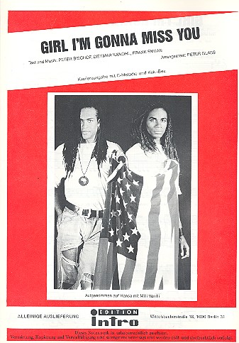 Girl I'm gonna miss you:&nbsp;&nbsp;Einzelausgabe Gesang und Klavier&nbsp;&nbsp;