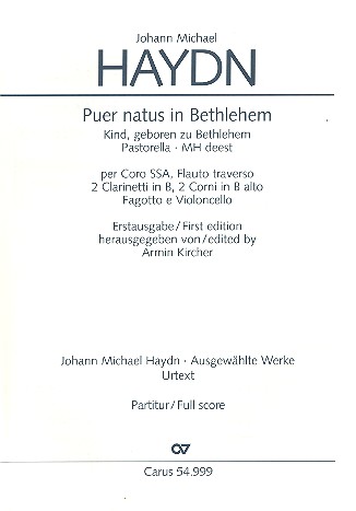 Puer natus in Bethlehem MH deest für  Frauenchor und Instrumente,  Partitur  Kircher, Armin, ed