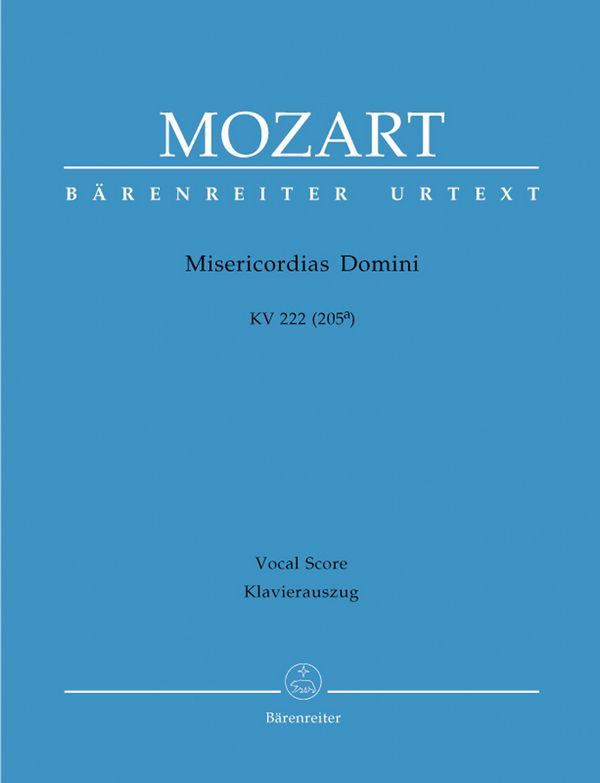 Misericordias Domini KV222 (205a)&nbsp;&nbsp;für gem Chor, Streicher und Bc&nbsp;&nbsp;Klavierauszug