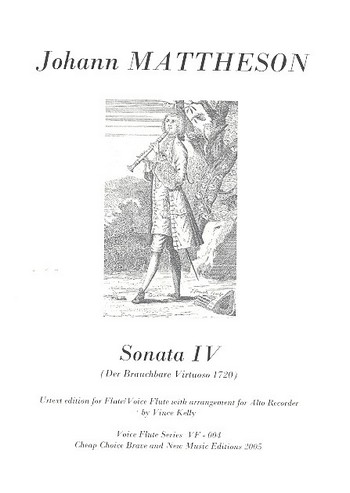 Sonata no.4 for flute (violin, alto recorder)  and bc,  parts in original and  transposed version