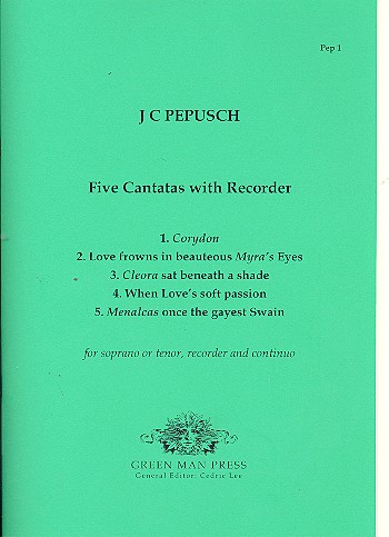 5 cantatas with recorder   for soprano (tenor), recorder and bc,  parts  