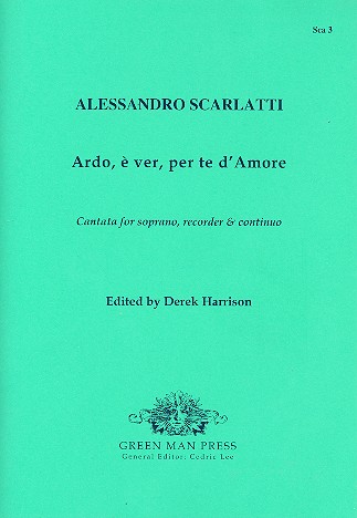 Ardo, e ver, per te d'Amore  for soprano, recorder and continuo  score and parts