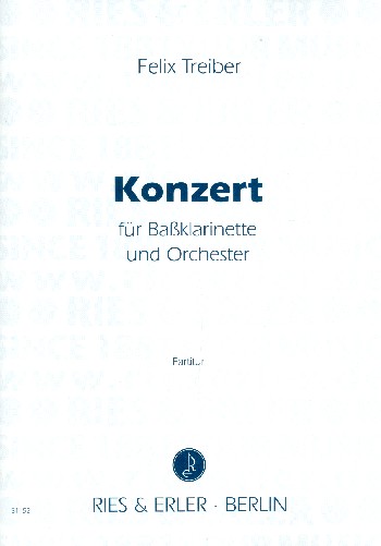 Konzert für Bassklarinette und Orchester  Partitur  