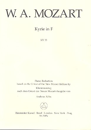 Kyrie F-Dur KV33 für gem Chor&nbsp;&nbsp;und Orchester,  Klavierauzug&nbsp;&nbsp;