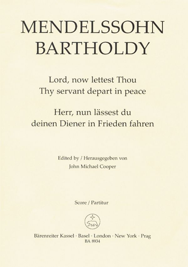 Herr nun lässest du deinen Diener in Frieden&nbsp;&nbsp;fahren für gem Chor a cappella (englische&nbsp;&nbsp;Version mit Orgel),  Partitur (dt/en)