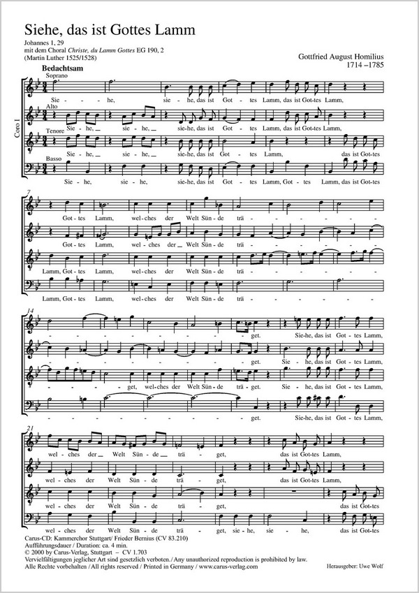 Siehe das ist Gottes Lamm  für gem Chor a cappella  