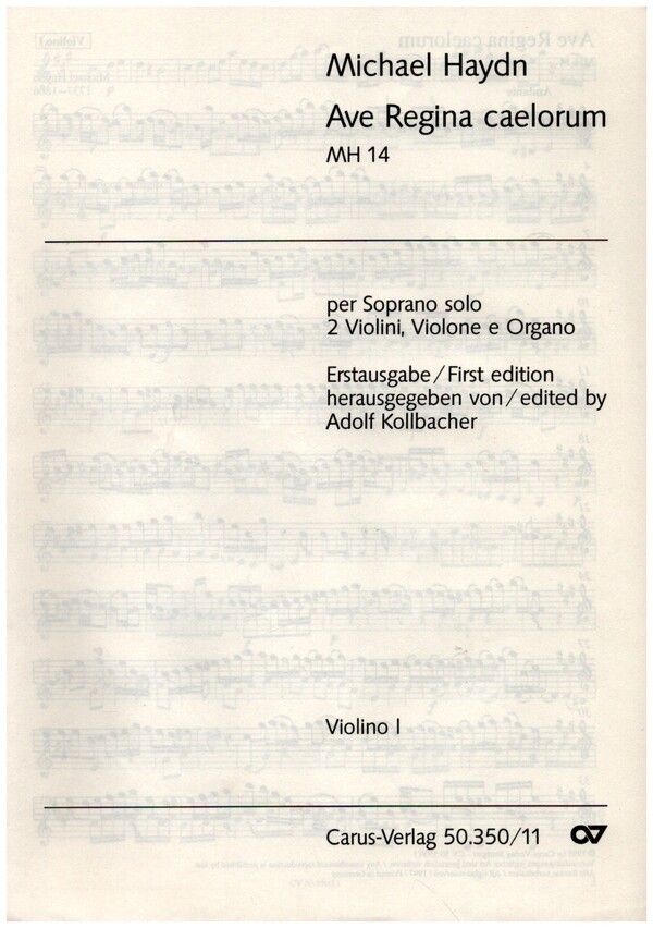 Ave Regina caelorum MH14 für  Sopran, 2 Violinen, Bass und Orgel  Violine 1