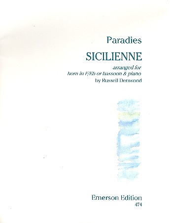 Paradies Sicilienne for&nbsp;&nbsp;horn in f or e flat or bassoon&nbsp;&nbsp;and piano