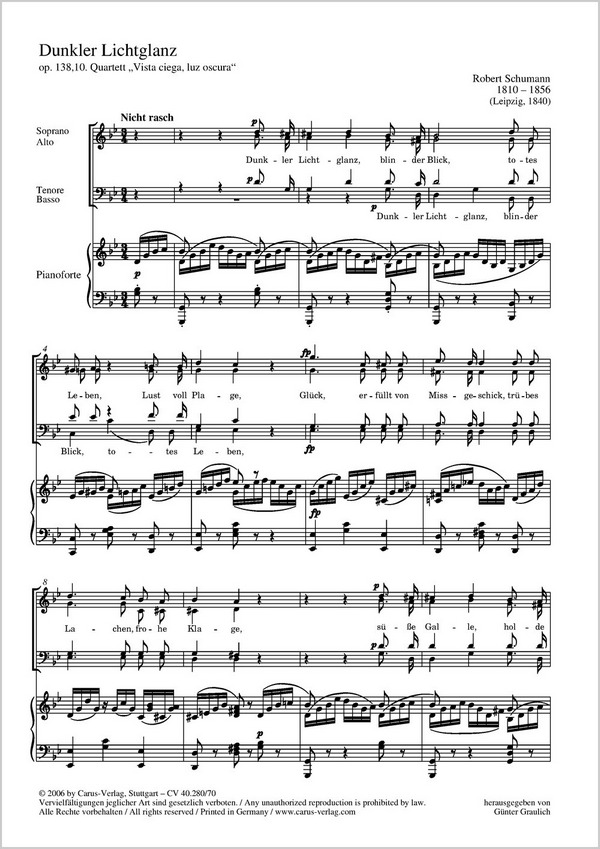 Dunkler Lichterglanz op.138,10 für&nbsp;&nbsp;SATB (oder gem Chor) und Klavier&nbsp;&nbsp;Partitur