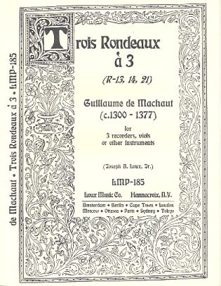 Trios Rondeaux  R13, R14 and R21  a 3 for 3 recorders (viols)  score
