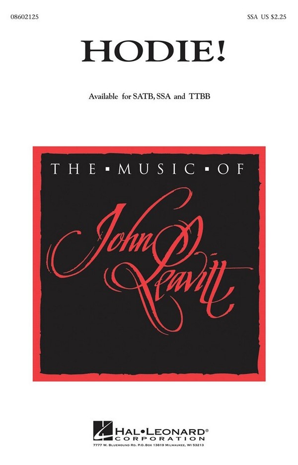 Hodie for female chorus and piano&nbsp;&nbsp;score&nbsp;&nbsp;