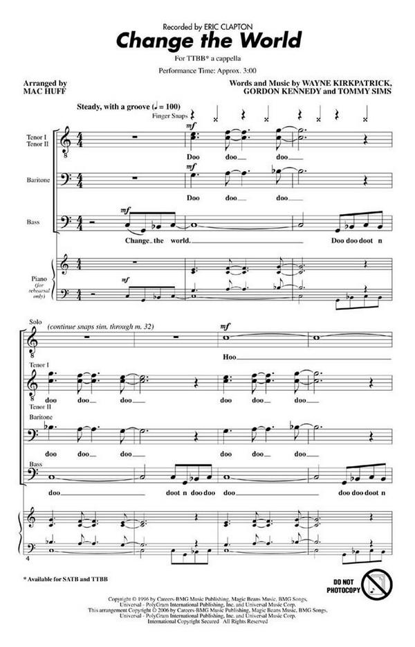 Change the World for male chorus&nbsp;&nbsp;(TTBB) a cappella&nbsp;&nbsp;