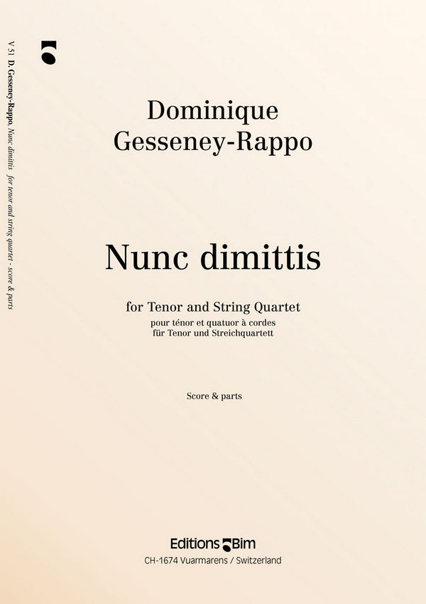 Nunc dimittis for tenor and&nbsp;&nbsp;string quartet&nbsp;&nbsp;piano score and parts