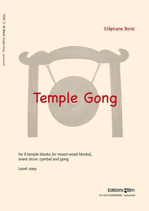 Temple Gong für 9 Tempelblocks&nbsp;&nbsp;(3 gemischte Woodblocks), kleine Trommmel,&nbsp;&nbsp;Cymbal und Gong,  Partitur