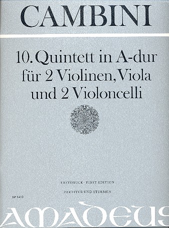 Quintett A-Dur Nr.10 für 2 Violinen,  Viola und 2 Violoncelli  Partitur und Stimmen