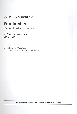 Frankenlied für gem Chor (Männerchor)  und Instrumente  Partitur