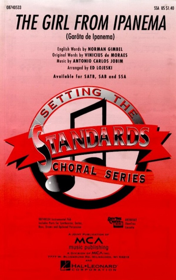 The Girl from Ipanema for female chorus&nbsp;&nbsp;and piano,  score&nbsp;&nbsp;