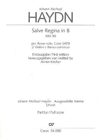 Salve Regina B-Dur MH90 für Bass,  gem Chor, 2 Violinen und Bc  Partitur  Partitur
