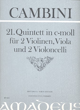 Quintett c-Moll Nr.21 für 2 Violinen,  Viola und 2 Violoncelli  Partitur und Stimmen