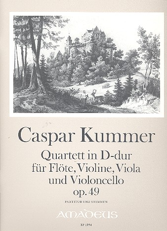 Quartett D-Dur op.49 für  Flöte, Violine, Viola und Violoncello  Partitur und Stimmen