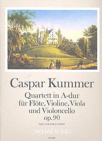 Quartett A-Dur op.90 für  Flöte, Violine, Viola und Violoncello  Partitur und Stimmen