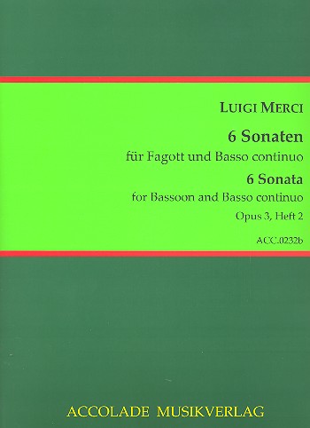 6 Sonaten op.3 Band 2 (Nr.4-6)  für Fagott und Bc  