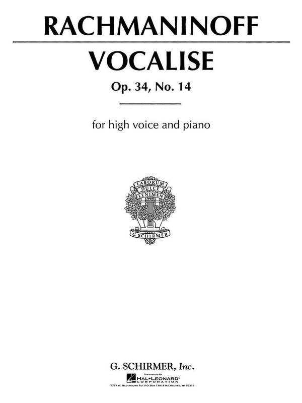 Vocalise op.34,14 for  high voice and piano  