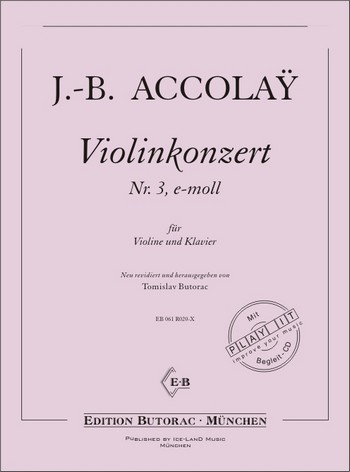 Konzert e-Moll Nr.3 (+CD)  für Violine und Klavier  