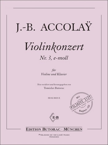 Konzert e-Moll Nr.3 (+CD)&nbsp;&nbsp;für Violine und Klavier&nbsp;&nbsp;